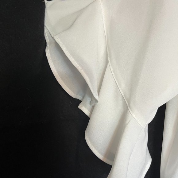 Zac & Rachel Petite Milk White  ¾ Length Sleeve Semi-Opaque Top Size PL - Picture 3 of 5